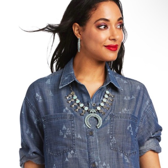 Ariat Women's Camp Dress Denim Blue X-Large - Picture 2 of 10